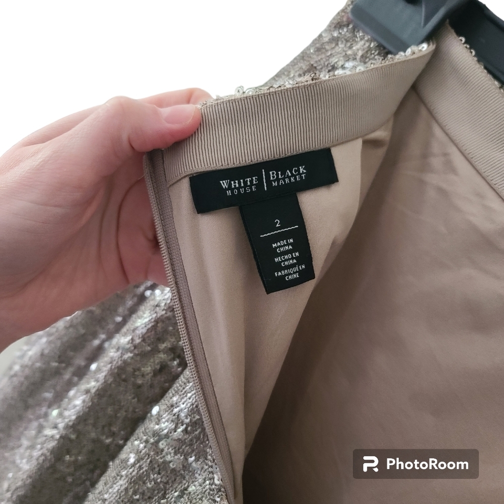 White House Black Market - Gold - Sequin Pencil Skirt - Size 2 - Picture 7 of 7